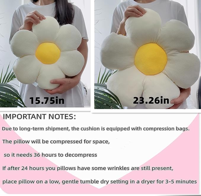 Flower Pillow, Purple Throw Pillows Cute Daisy Decorative Pillow Cushion Seating Home Decorative for Bed, Sofa, Couch