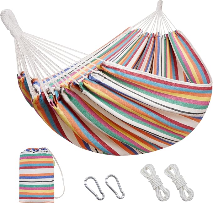 INNO STAGE Brazilian Hammock with Tree Straps - Cotton Hammocks Portable Hammock with Carry Bag for Backyard, Porch, Outdoor and Indoor Use Mixcolor by INNOSTAGE