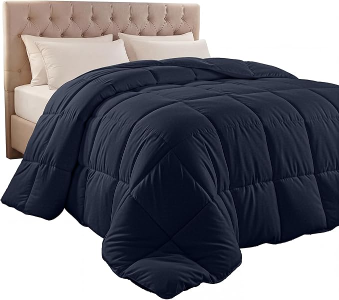 Utopia Bedding Twin Comforter Duvet Insert, Quilted Navy Comforter with Corner Tabs, Box Stitched Down Alternative Comforters Twin Size 64 x 88 inches