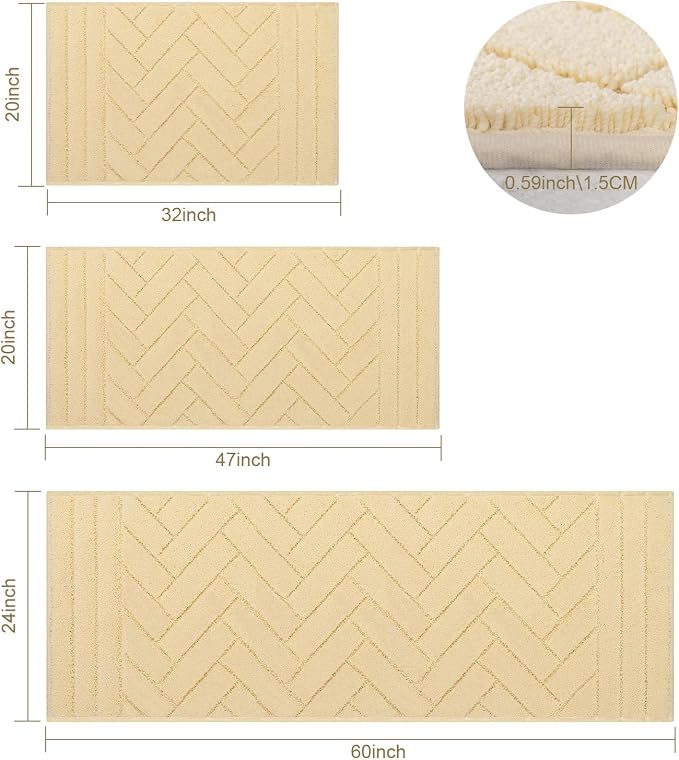 hicorfe Indoor Doormat,Front Back Door Mat Rubber Backing Non Slip Door Mats 20"x31.5" Absorbent Resist Dirt Entrance Doormat Inside Floor Mats for Entryway Washable Low-Profile(Cream Yellow) - Image 2
