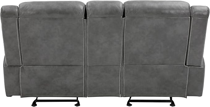 Coaster Home Furnishings - Conrad - Faux Leather Upholstered Padded Arm Glider Loveseat with Cup Holders, USB Port, Storage Drawer, and Power Outlet - Living Room & Home Theater - Gray - 650355