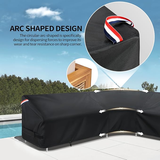 KylinLucky L-Shaped Patio Sectional Sofa Cover 83"x104" Reversible, Heavy Duty Waterproof Left/Right Facing Outdoor Couch Cover, All-Weather Black - Image 6