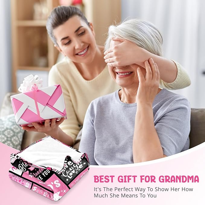 Mothers Day Birthday Gifts for Grandma from Granddaughter - World's Best Grandma Ever Gifts on Christmas Birthday from Grandchildren - Grandmas Life Blanket - Grandmother Gram Blanket 50"x60"