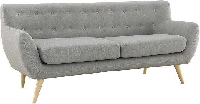 Modway Remark Mid-Century Modern Sofa With Upholstered Fabric In Light Gray