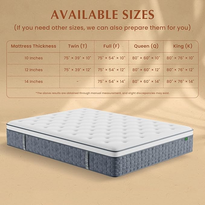 Queen Size Mattress, Medium Firm 10 Inch Hybrid Mattress Queen Size in a Box - Memory Foam & Pocket Springs for Back Pain Relief, Fiberglass Free, Motion Isolation, CertiPUR-US & OEKO-TEX Certified
