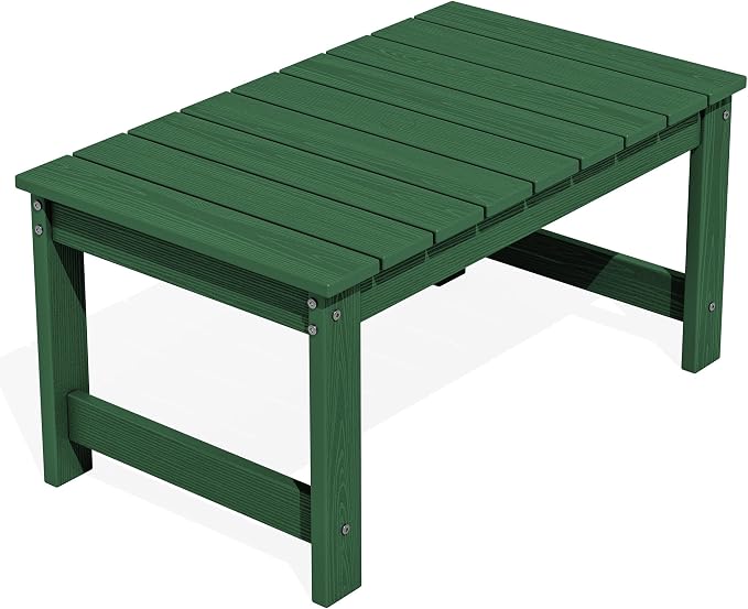 SERWALL Outdoor Coffee Table with 1.69" Umbrella Hole, HDPE Patio Coffee Table for Outside, Rectangle, Green by SERWALL
