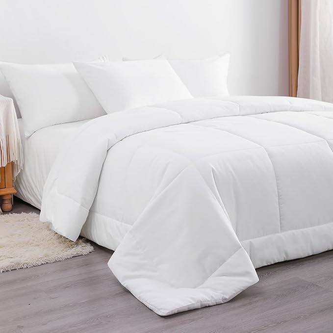 NTBAY King Comforter - Down Alternative Comforter Duvet Insert, All Season Bedding Quilted Duvet Insert with Corner Tabs, Machine Washable, White