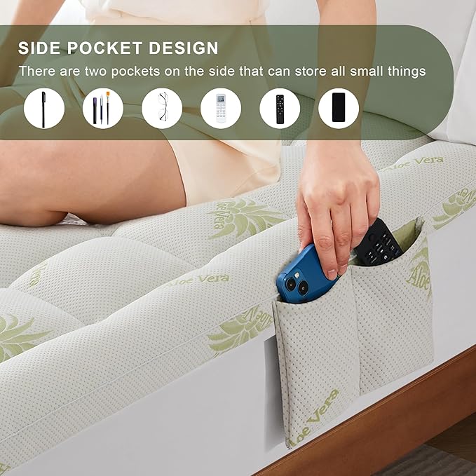 Mattress Topper Full Size Breathable Filled Soft Fluffy Supportive for Back Pain Relief, Bed Mattress Pad Pillow Topper with Extra Thick Padded Protector for 8"-21" Deep Pocket