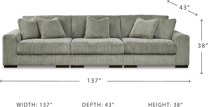 Signature Design by Ashley Lindyn Casual Contemporary 3-Piece Sectional Sofa with Reversible Cushions, Corded Fabric, Feather Cushion, Gray