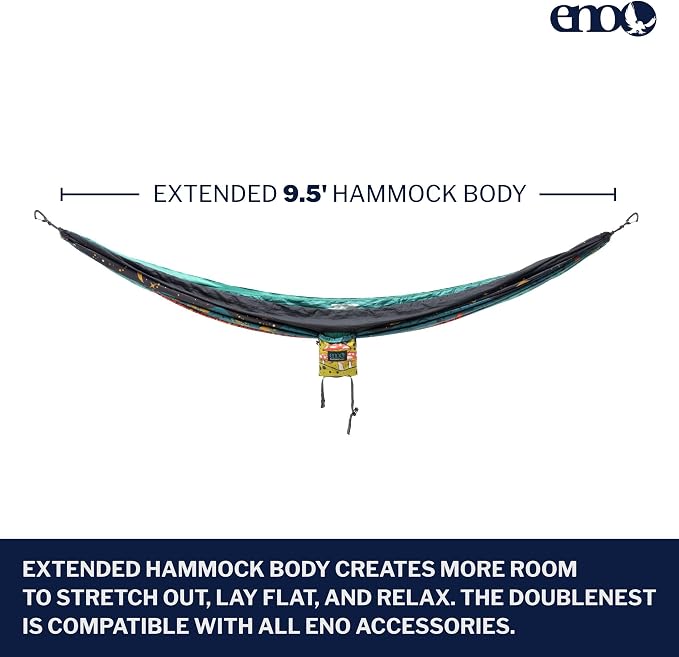ENO, Eagles Nest Outfitters DoubleNest Lightweight Camping Hammock, 1 to 2 Person, Special Edition Colors, ATC - Image 2