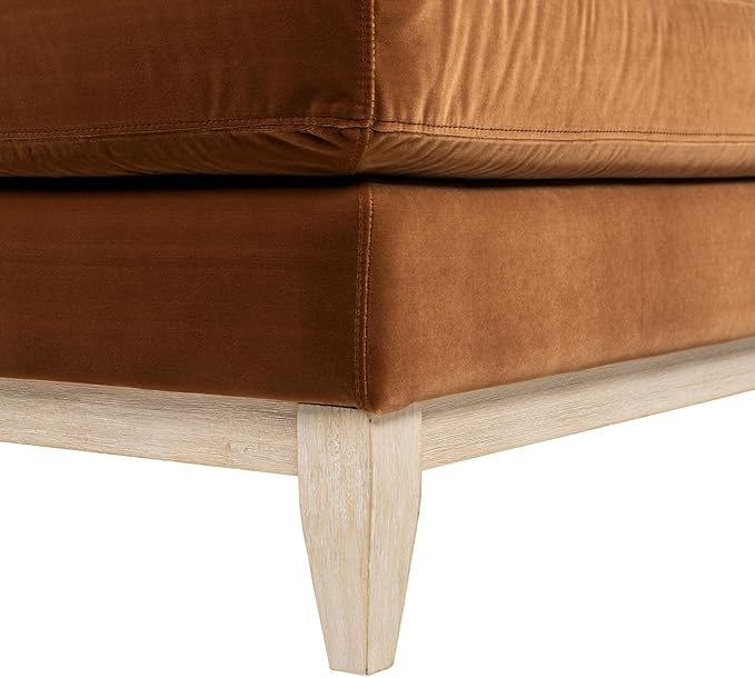 Jennifer Taylor Home Knox 65" Modern Farmhouse Chaise Lounge Chair, Burnt Orange Performance Velvet