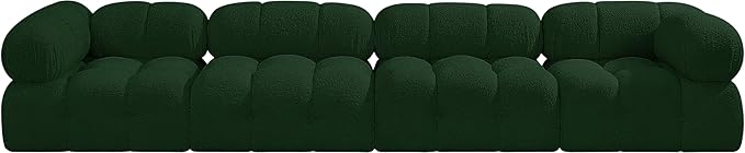 Meridian Furniture 611Green-S136A Ames Collection Modern | Contemporary Modular Sofa with Rich Green Boucle Fabric, Modular to Create Infinite Configurations, 136" W x 34" D x 28" H, Green