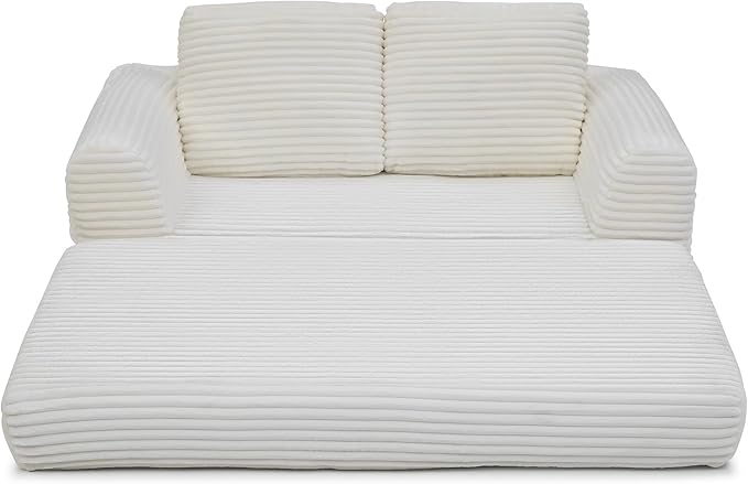 Foldable Boneless Love Seat Couches in a Box, Modern Floor Foam Sleeper Sofa Bed 2-in-1 Convertible Cloud Sofa for Home Apartments Bedroom