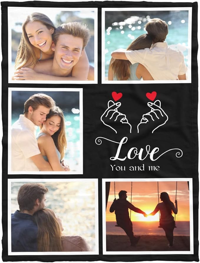 Printwoo Custom Blankets with Photos, Personalized Photo Blankets Using My Own Photo, Personalized Gifts for Boyfriends Girlfriends Dad Mom