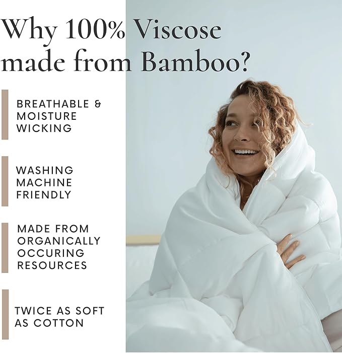 Bamboo Bay All Season King Size Comforter, 100% Viscose Made from Bamboo, Soft Quilted Down Alternative Duvet Insert with Corner Tabs, Breathable Cooling Bedding, 94 x 104 Inch