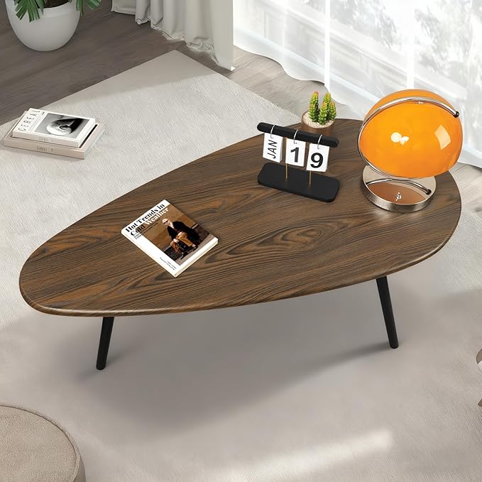 Modern Coffee Table for Living Room Small Mid Century Coffee Tables Rustic Oval Coffee Tables Retro Accent Sofa Center Tables for Living Room Easy Assembly 22" D x 43" W x 18" H