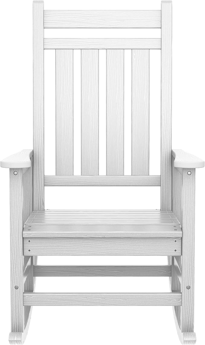 SERWALL Oversized Rocking Chair, Outdoor Rocking Chair for Adults, All Weather Resistant Porch Rocker for Lawn Garden, White - Image 11