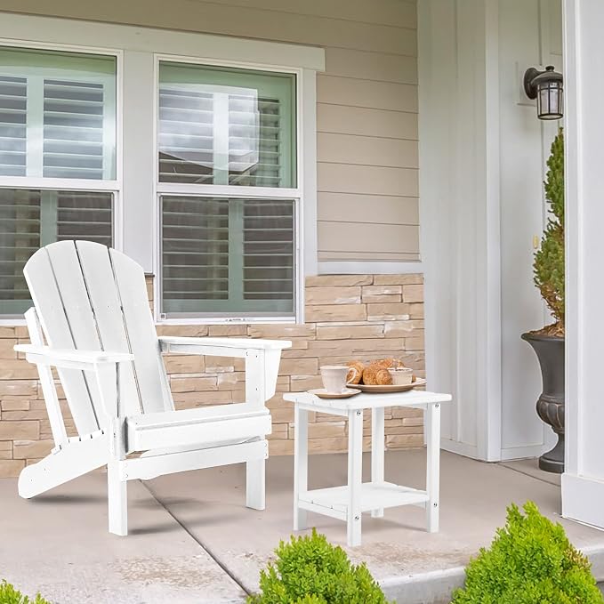 Apolimi Adirondack Outdoor Side Table, 2-Tier Sturdy Patio End Table Weather Resistant, 16.5" Solid Side Table for Patio, Pool, Porch - Image 2