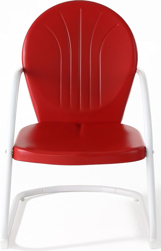 Crosley Furniture Griffith Outdoor Chair, Retro Metal Patio Chairs for Dining, Porch, Deck, Balcony, Red - Image 4