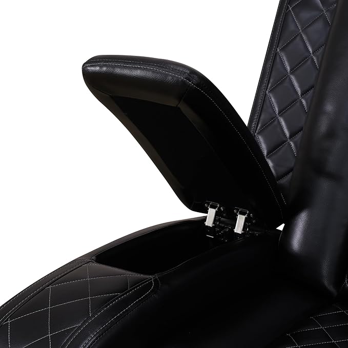 Power Recliner Living Room Set with LED, Breathing Leather Reclining Sectional Sofa Couches for Home Theater with Cup Holder, Storage Consloe, USB Charge