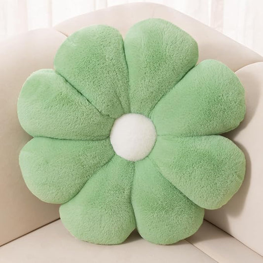 FIONOUT Soft Sage Green Flower Throw Pillow 25.5" - Aesthetic Daisy Shaped Floor Cushion, Plush Decorative Pillow for Bed, Couch, Sofa, Girls Room, Bedroom & Home Decor