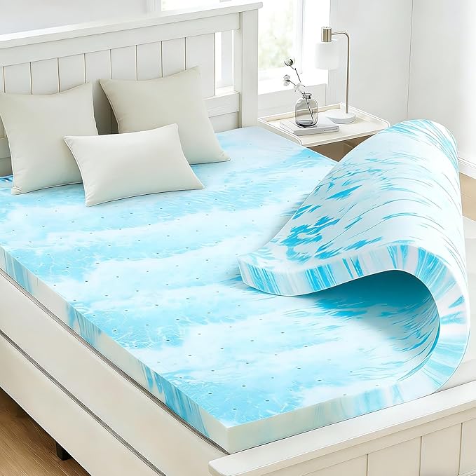 IULULU Twin XL Size Mattress Topper, 3 Inch Gel Memory Foam Topper, Pressure Relief & Cooling, CertiPUR-US Certified