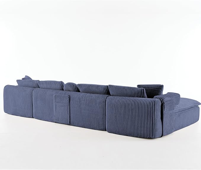 149" Oversized U Shaped Cloud Modular Sectional Sofa Boneless Couch with Double Chaise,Free Combination Convertible Floor Sofa Bed with Storage Pockets and Pillows | No Assembly