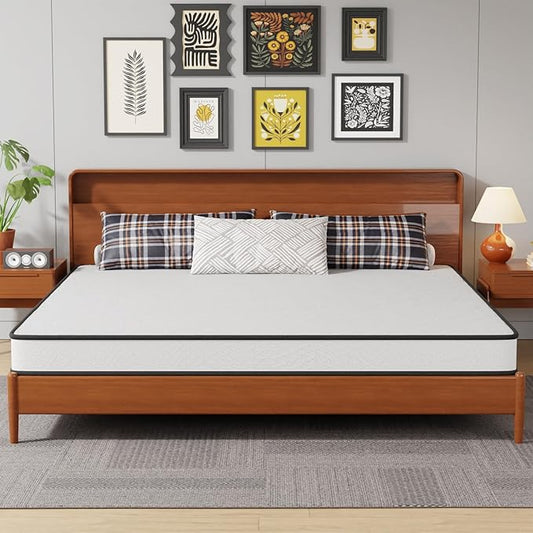 PayLessHere | 6 Inch King Mattress | Medium Firm Hybrid Mattress | White | with High-Density Foam and Breathable Cover | Pocket Spring Design, Pressure Relief | Bed in a Box, CertiPUR-US Certified