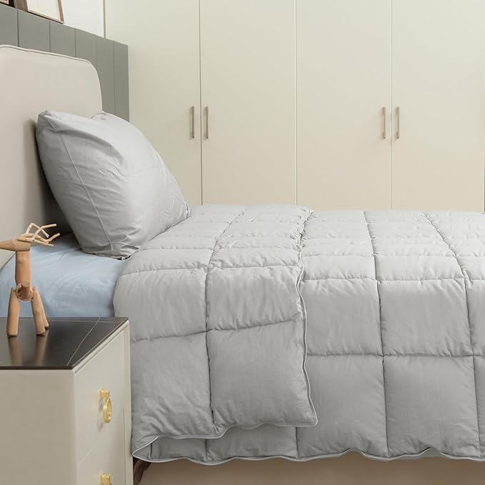 sunflower Down Alternative King Size Silver Gray Lightweight 100% Cotton Shell Bedding King Comforter Blanket for Hot Sleepers 88"x104" with Corner Tabs Soft Breathable Machine Washable