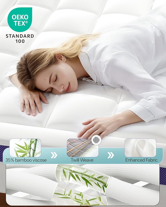 ChiXpace Dual Layer 4 Inch Memory Foam Mattress Topper Twin - 2 Inch Gel Memory Foam and 2 Inch Pillow Top Mattress Pad, 7-Zone Egg Crate Twin Size Mattress Topper(White)