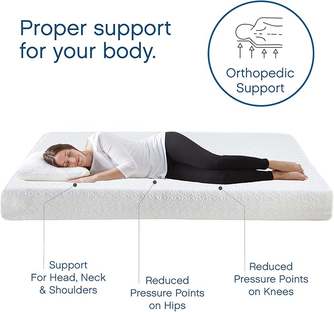 COOL GEL 8 Inch Short Queen Memory Foam Mattress Medium Firm, Memory Foam Mattress Short Queen Size Cooling, Made in the USA, 8" Depth with Pressure Relief, CertiPUR-US Certified, CoolGel Bed