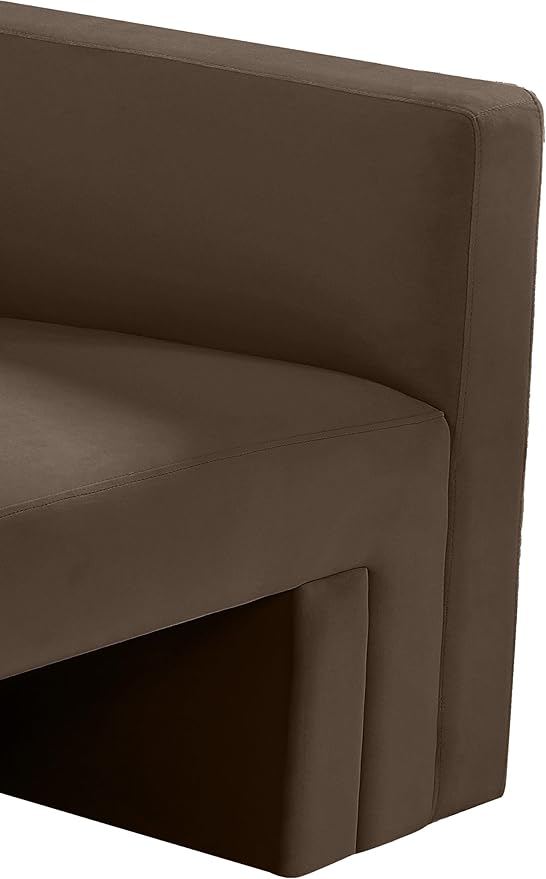 Meridian Furniture 665Brown-S Henson Collection Modern | Contemporary Velvet Upholstered Sofa with Rich Brown Velvet, Solid Wood Frame, 89.5" W x 34.5" D x 28" H, Brown