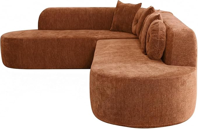 123" Boneless Modular Sectional Sofa, Modern Curved L-Shaped Cloud Foam Couch with High Density Sponge & Pocket Spring, Chenille Fabric, Non-Assembly Frameless Floor Sofa for Living Room | Plush, Wider Armrest