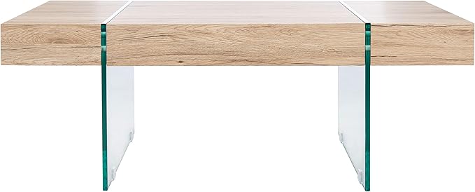 SAFAVIEH Home Collection – Jacob Natural Rectangular Floating Coffee Table with Glass Legs, Modern Architectural Design (COF7001C)