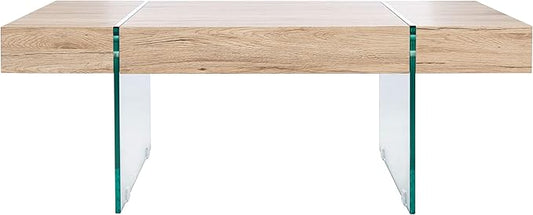 SAFAVIEH Home Collection – Jacob Natural Rectangular Floating Coffee Table with Glass Legs, Modern Architectural Design (COF7001C)