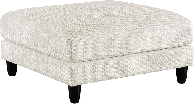 Lexicon Modern Ottoman, Foot Stools, Living Room Foot Rest, Module for Sectional Sofa, 40" Microfiber Upholstery Square Ottoman for Living Room/Bedroom, Assembled, Beige