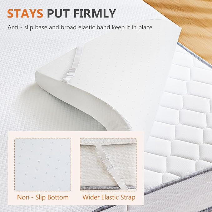 Sweetcrispy Mattress Topper Queen with Removable Soft Cover, Memory Foam 4 Inch Thick Gel Infused Cooling Toppers Pad for Queen Size Bed, Sleeper Sofa, RV, Camper, CertiPUR US Certified