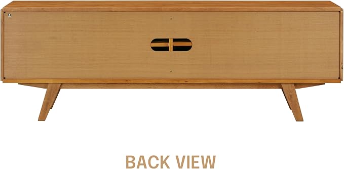 NTC Sapa Mid-Century Modern Solid Wood TV Stand 4-Door Media Console with Carved Geometric Fronts for TVs up to 75", Effortless Assembly, Teak Look - Image 7