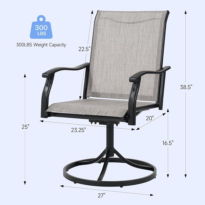 Outdoor Swivel Dining Chairs Set of 2, Textilene Patio Swivel Chair All Weather Outdoor Dining Chairs 360 Degree Rotating Metal Patio Rocking Chair for Lawn, Porch, Garden, Backyard, Poolside - Image 2
