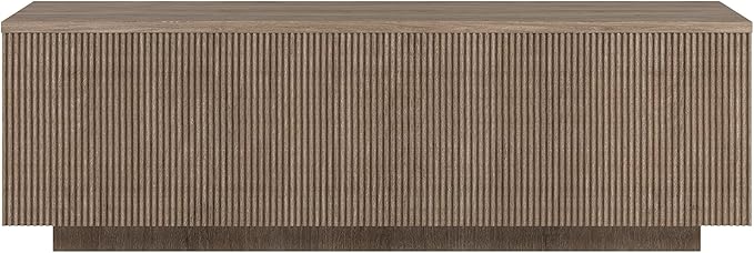 Henn&Hart 48" Fluted Rectangular Low-Profile Coffee Table with Ribbed Sides for Living Room, Family Room, or Office, Weathered Gray