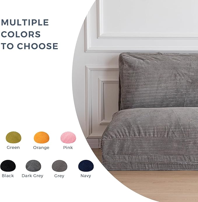 MAXYOYO Folding Sofa Bed, Extra Thick and Long Floor Sofa Convertible Sleeper Chair with Washable Cover, Floor Couch Lounge Bean Bag Bed for Living Room, Grey, 30x95 Inch
