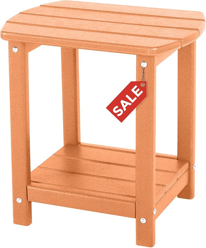 Adirondack Square Outdoor Side Table,2-Tier Storage Patio Side Table, HDPE End Tables for Backyard Pool Porch Garden Lawn by GARDENSTAR