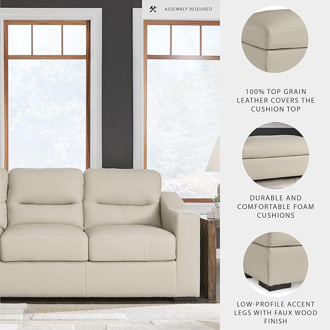 Signature Design by Ashley Treasure Trove Contemporary Leather Match Sofa, Beige