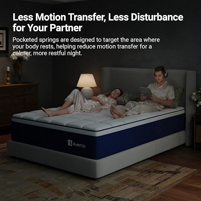 Avenco Twin XL Mattress 10 Inch, Twin XL Hybrid Mattress with Gel Infused Memory Foam and Smarts Coil Springs, Targeted Support & Motion Isolation, CertiPUR-US Certified, Mattresses in a Box