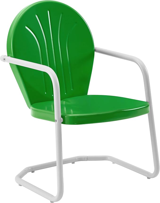 Crosley Furniture Griffith Outdoor Chair, Retro Metal Patio Chairs for Dining, Porch, Deck, Balcony, Grasshopper Green by CrosleyFurniture