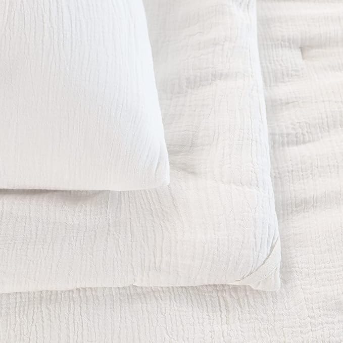 HOMBYS 100% Cotton Muslin Comforter Oversized King 120x98, Lightweight and Breathable Down Alternative Comforter,Soft Gauze Summer Off White Reversible Fluffy Duvet Insert