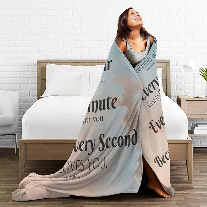 QETXVI Bible Verse Blanket with Inspirational Thoughts and Prayers- Religious Throw Blanket Soft Lightweight Cozy Plush Warm Blankets for Women Men Gift 40"X 50"
