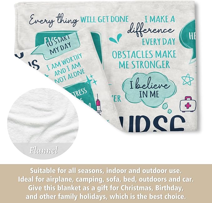 Craftique Nurse Gifts for Women Men, Nurses Week/Day/Appreciation Gifts- Soft Nurse Blanket with Daily Affirmations- LPN RN Gifts for Nurses, Nursing School Graduate Birthday Gifts