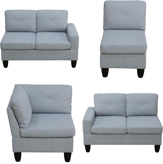 L Shaped Sectional Modern Sofa - Convertible Leather Sleeper Bed Couch Set with Reversible Chaise, Lounge Modular Cloud Couch for Living Room Apartment