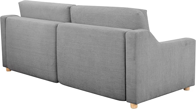 Serta Glendale 90.2" Queen Size Wall-Hugging Convertible Sofa, Dreamcoil Comfort, Chenille Fabric, Grey